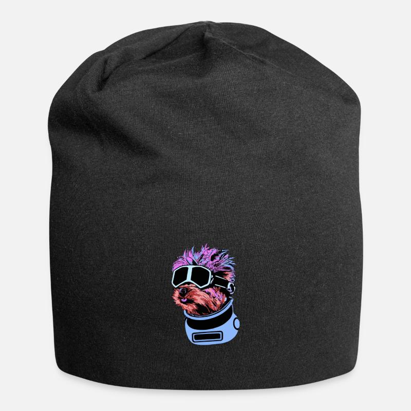 Synthwave Yorkshire Terrier Chien Yorkie - Bonnet en jersey - noir