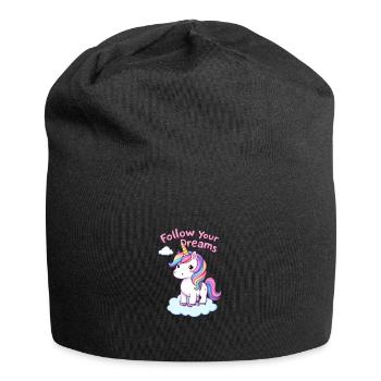 Folgen Sie Ihren Träumen Einhorn-Inspiration - Jersey-Beanie - Schwarz - Vorne