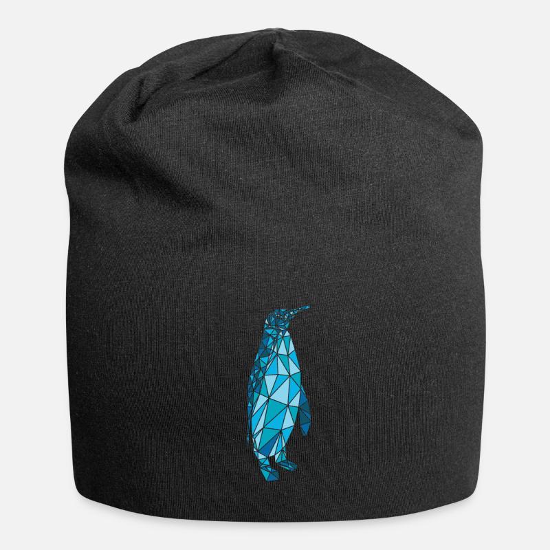 Pinguin Polygon Mosaik - Kaiserpinguin blau - Jersey-Beanie - Schwarz