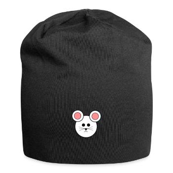 Cartoon mouse white pink pink - Jersey Beanie - black - Front