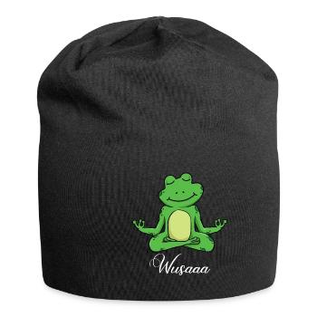 Auszeit Durchatmen Wusaaa Frosch - Jersey-Beanie - Schwarz - Vorne