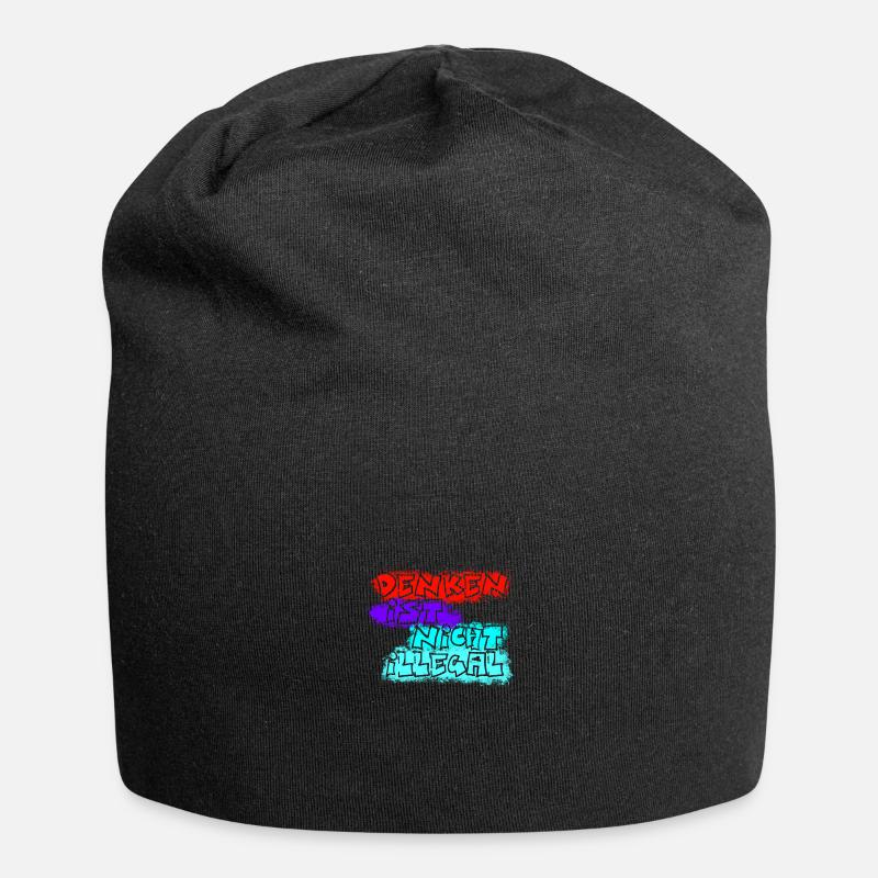 denken nicht illegal rot - Jersey-Beanie - Schwarz
