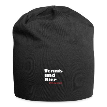 tennis und bier drum bin ich hier weiss - Jersey-Beanie - Schwarz - Vorne