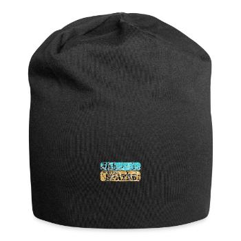 mach ich später turkis gelb - Jersey-Beanie - Schwarz - Vorne
