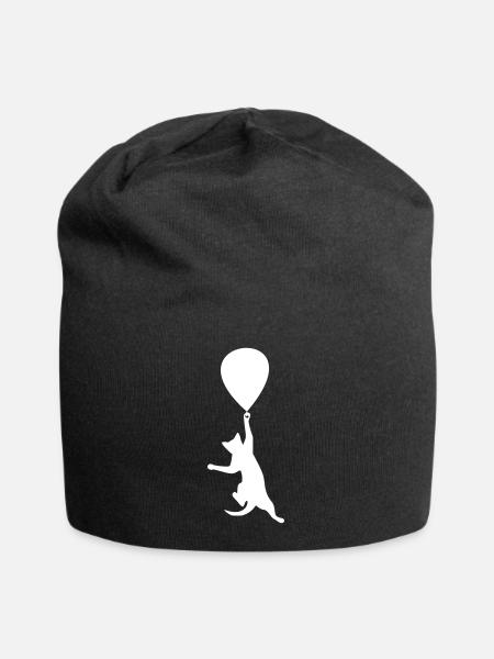 Cat Balloon - Jersey Beanie - black