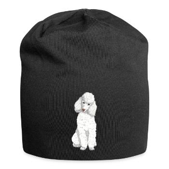 Caniche jouet blanc - Bonnet en jersey - noir - Devant