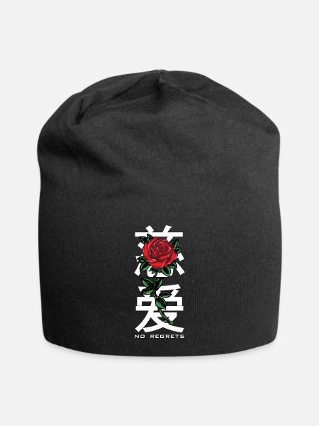 No Regrets Roses Japan - Jersey Beanie - black