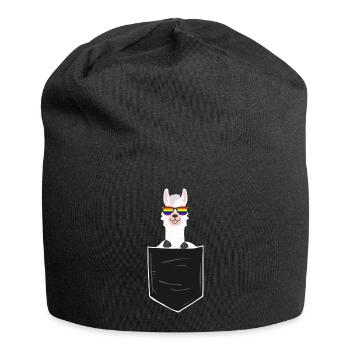 Gay Llama In Pocket Glasses LGBTQ Pride Flag - Jersey-Beanie - Schwarz - Vorne