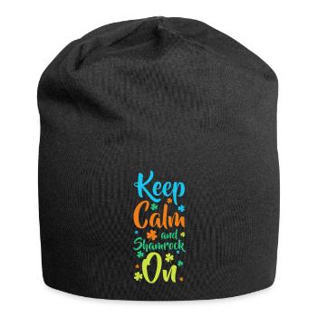 Kleeblatt Motivation Geld Lebensfreude - Jersey-Beanie - Schwarz - Vorne