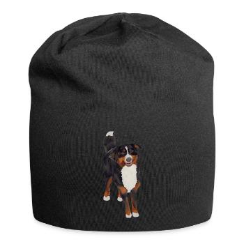 Bouvier Bernois - peinture à l'aquarelle - Bonnet en jersey - noir - Devant