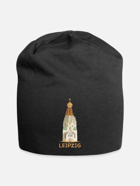 Leipzig, Russische Gedächtniskirche, Zeichnung - Jersey-Beanie - Schwarz
