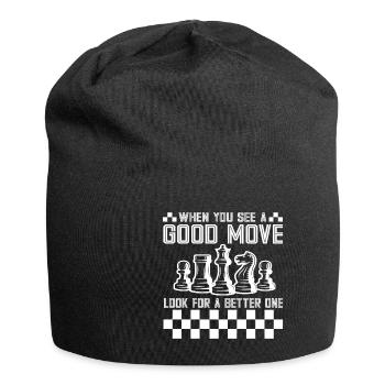 Lusitger Schachspieler Spruch I Schach - Jersey-Beanie - Schwarz - Vorne