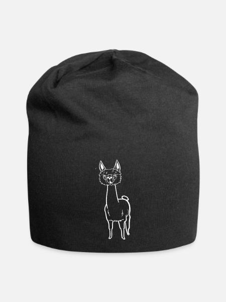 Witziges Comic-Alpaka - Jersey-Beanie - Schwarz
