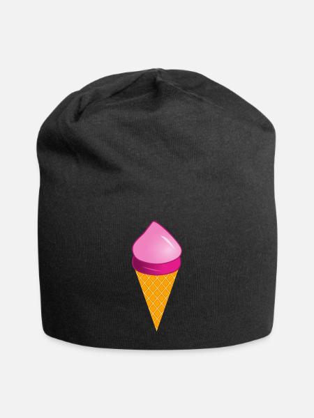 Eis Eiscreme Erdbeere Erdbeereis Sommer Festival - Jersey-Beanie - Schwarz