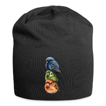 Drei Vögel übereinander gestapelt - Jersey-Beanie - Schwarz - Vorne