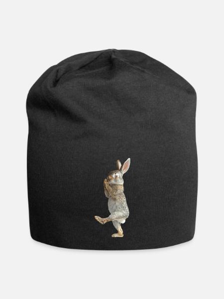 Kaninchen - Jersey-Beanie - Schwarz