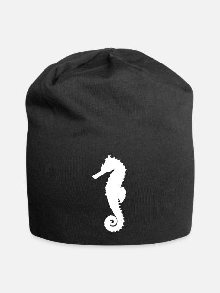 Seahorse white - Jersey Beanie - black