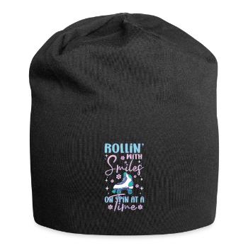 Rollerskater Party Rollin With Smiles Gift - Jersey-Beanie - Schwarz - Vorne