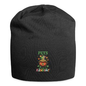 St Patricks Day Pets Better Than Rainbows - Jersey Beanie - black - Front
