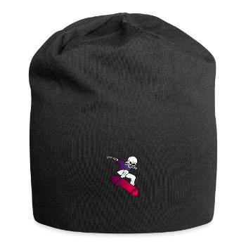 Skater Skelett Skateboard Longboard Halfpipe - Jersey-Beanie - Schwarz - Vorne