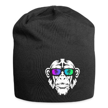 Monkey Affe Urlaub Sonnenbrille Gute Laune Musik A - Jersey-Beanie - Schwarz - Vorne