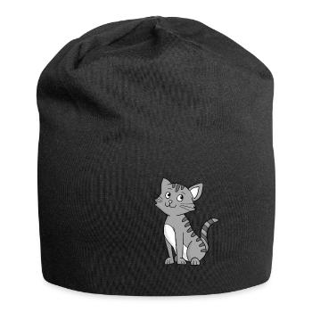 Grey Cat - Jersey Beanie - black - Front