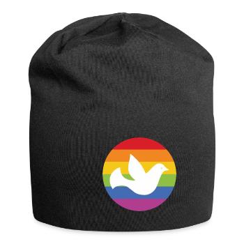 Peace Weltfrieden Flower Power Geschenk 70er Love - Jersey-Beanie - Schwarz - Vorne