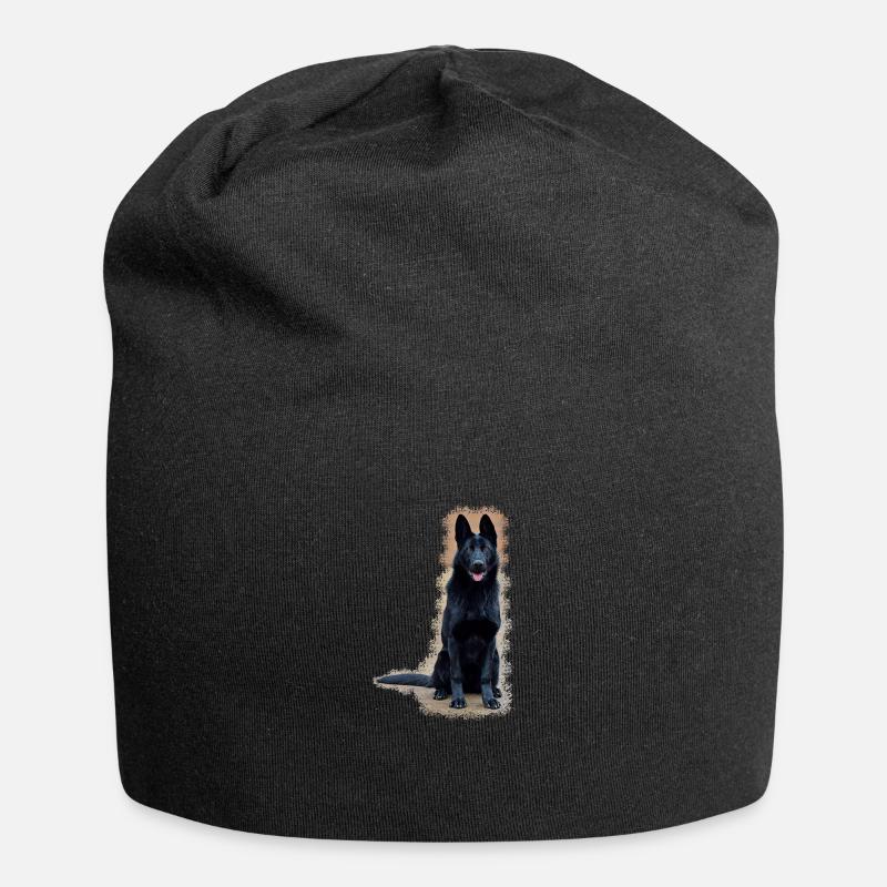 Schwarzer Schäferhund - Jersey-Beanie - Schwarz