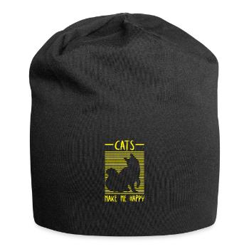 Cat Cats Cat Lover Pet - Jersey Beanie - black - Front