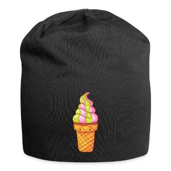 Softeis Eis Speiseeis Eiskrem Eiscreme Kugeleis - Jersey-Beanie - Schwarz - Vorne
