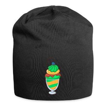 Crème glacée, crème glacée, crème glacée, crème glacée, boule, crème glacée, sundae - Bonnet en jersey - noir - Devant