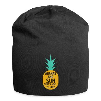 Ananas Und Sonne Deshalb Bin Ich Hier - Ananas - Jersey-Beanie - Schwarz - Vorne