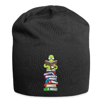 Wurm reads books with coffee - Jersey Beanie - black - Front