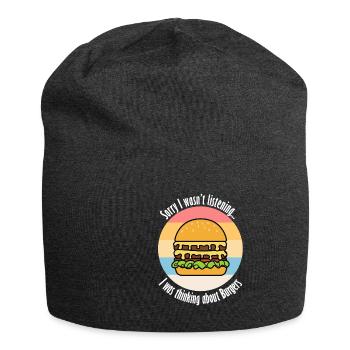 Thinking About Burgers Funny Burger Making - Jersey Beanie - charcoal grey - Front
