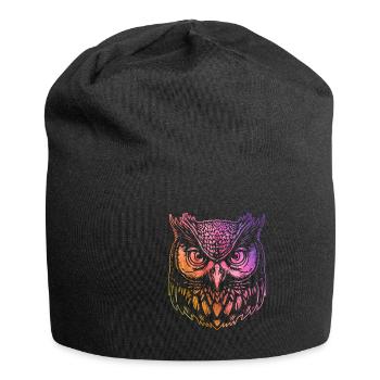Colorful Owl Artsy Bird Wildlife Nature Animal - Jersey Beanie - black - Front