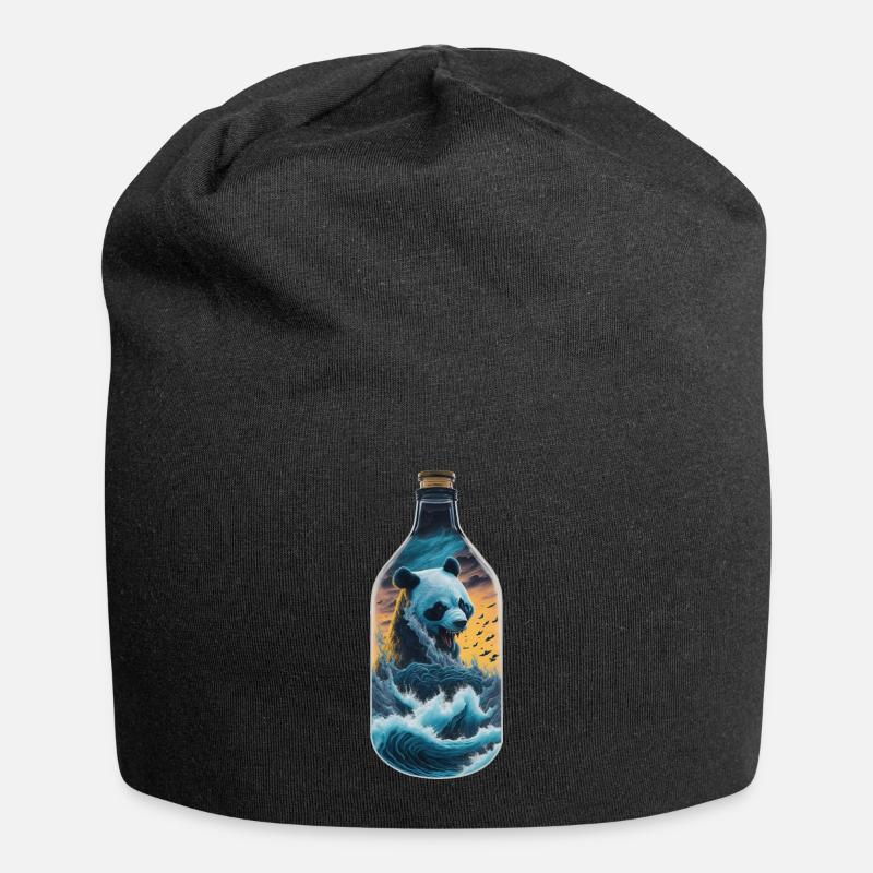 Panda - Jersey-Beanie - Schwarz