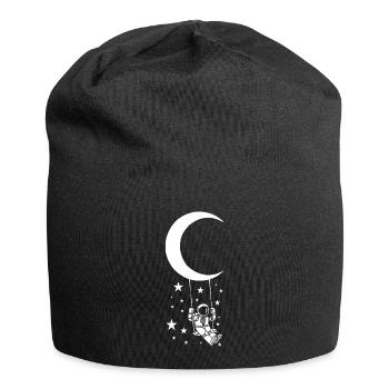 Schaukel auf dem Mond - Jersey-Beanie - Schwarz - Vorne
