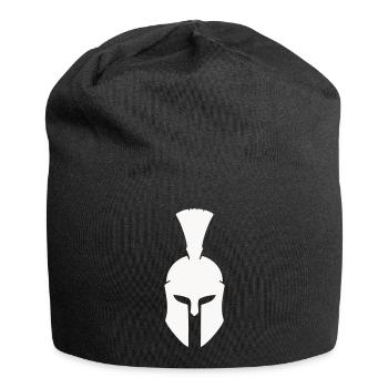 Spartanischer Helm Minimalismus - Jersey-Beanie - Schwarz - Vorne