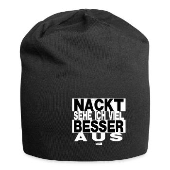 Nackt Sehe Ich Viel Besser Aus HARIZ Sprüche Männe - Jersey-Beanie - Schwarz - Vorne