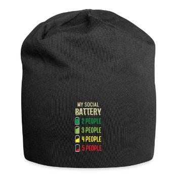 My Social Battery Funny Antisocial Introvert - Jersey-Beanie - Schwarz - Vorne