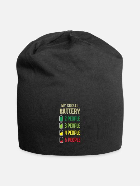 My Social Battery Funny Antisocial Introvert - Jersey-Beanie - Schwarz