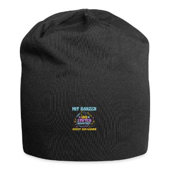 Kindergarten graduates school start school child dino enrollment - Jersey Beanie - black - Front