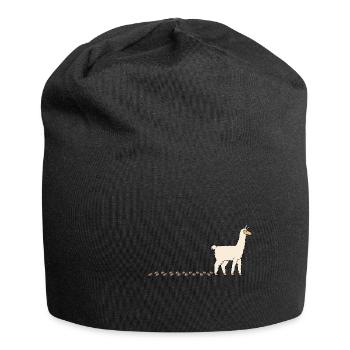 Cute Alpaca Waddling Paws Footprints - Jersey Beanie - black - Front