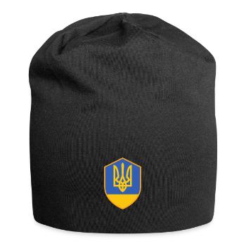 Ukraine Wappen - Jersey-Beanie - Schwarz - Vorne