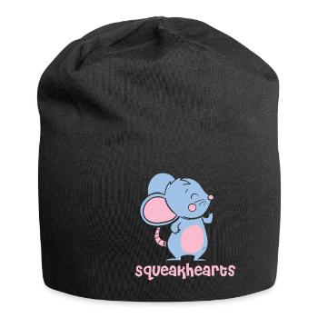 Squeakhearts Mice Funny Animal Puns - Jersey-Beanie - Schwarz - Vorne