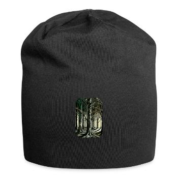 Enchanted Forest Pathway: Abstract Tree Art - Jersey Beanie - black - Front