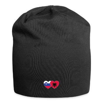 Slowenien Albanien Flagge Herz - Jersey-Beanie - Schwarz - Vorne