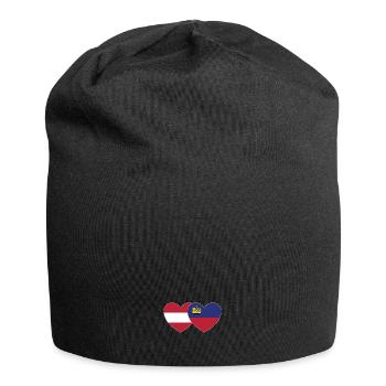 Austria Liechtenstein Flag Heart - Jersey Beanie - black - Front