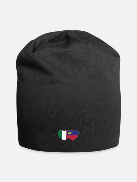 Italien Liechtenstein Flagge Herz - Jersey-Beanie - Schwarz