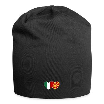 Italie Macédoine Drapeau Coeur - Bonnet en jersey - noir - Devant